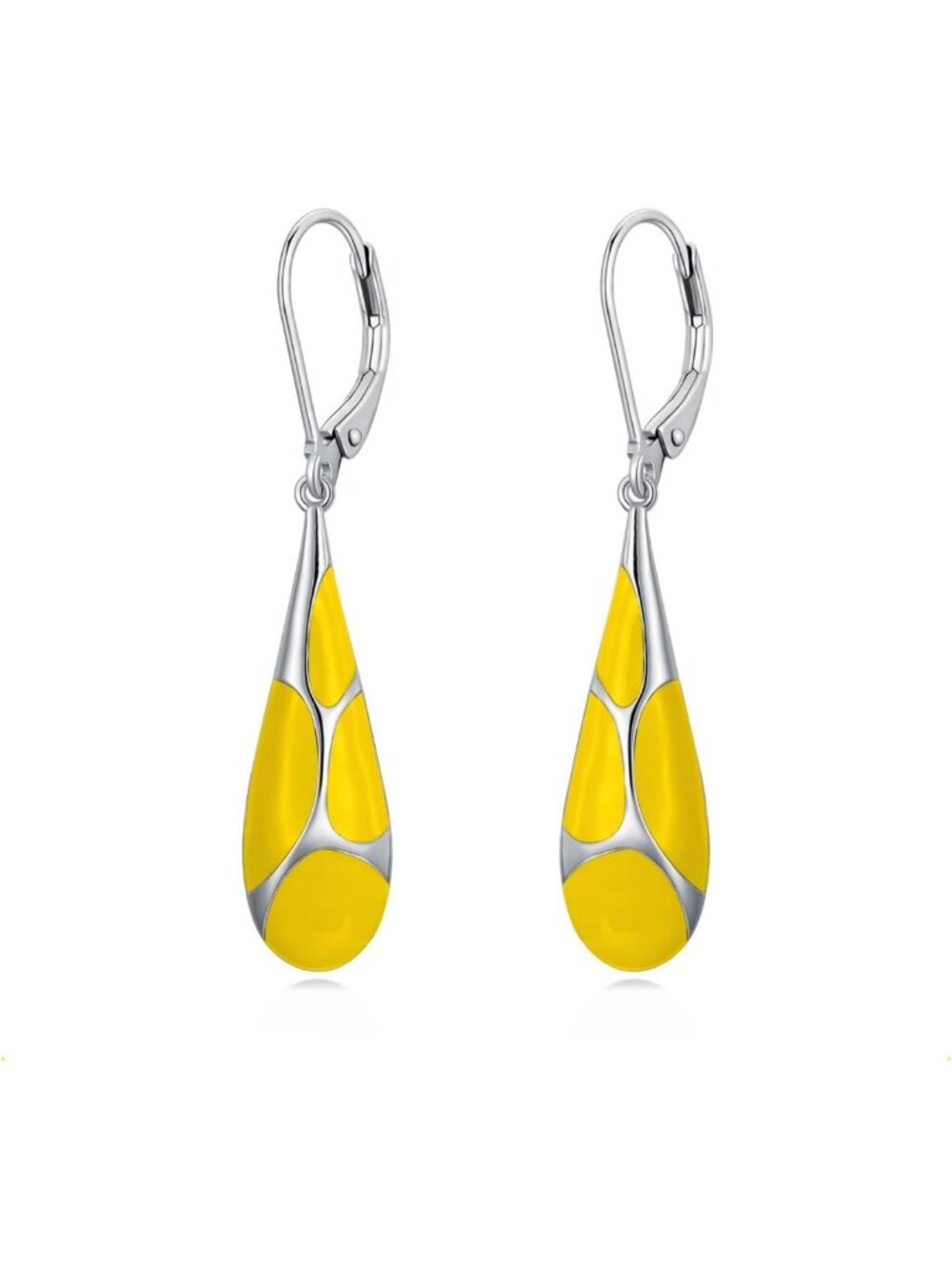 Elegant Sterling Silver Teardrop Dangle Earrings | Enamel Jewelry Gift for Her